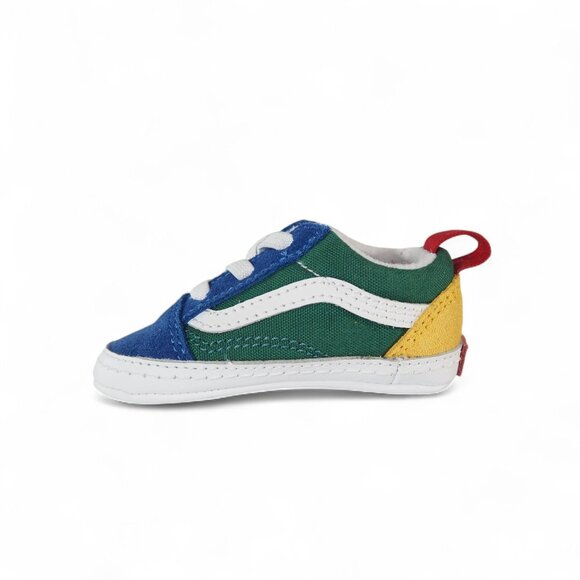 Vans Old Skool Crib Shoes Infant 2 Multicolor Colorblock Green Blue Yellow White - Picture 6 of 11